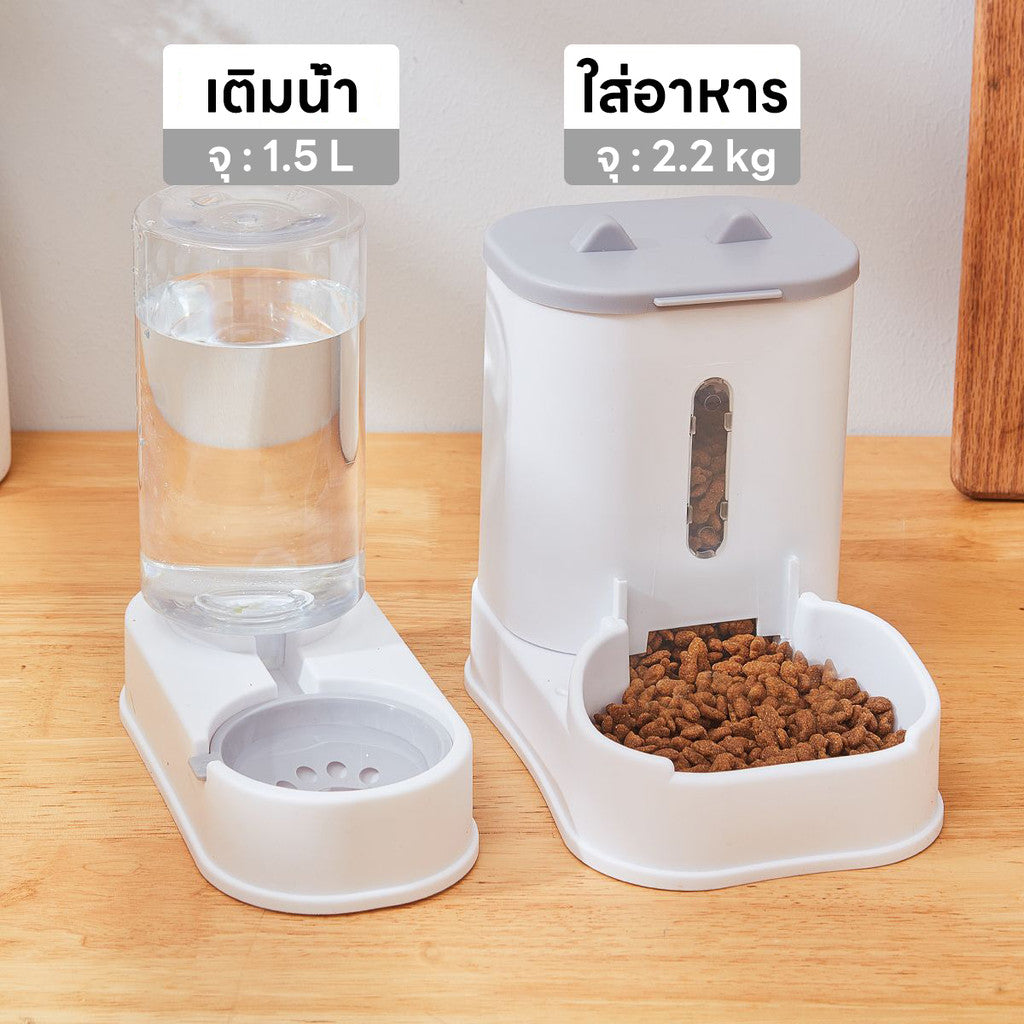 Mango ตัวป้อนสัตว์เลี้ยงอัตโนมัติ น้ำพุแมว ที่ให้อาหารแมวอัตโนมัติ ชามสุนัข ให้อาหารหม้อป้อนน้ำ วัสดุ PP ทำความสะอาดง่าย