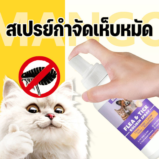 Mango สเปรย์กำจัดเห็บหมัด สเปรย์นาโน สเปรย์บรรเทาโรคผิวหนัง ไล่ ป้องกันเห็บหมัด ขี้เรื้อนสุนัข แมว เชื้อรา ยีสต์ คันเกา 50 ml.