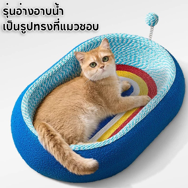 Mango รังแมว กระดานเกาแมว แท่งแกล้งแมว 3-IN-1 ตะไบเล็บแมว รังนอนหลับลึก ทนต่อการสึกหรอ ของเล่นแมว ไซส์ใหญ่