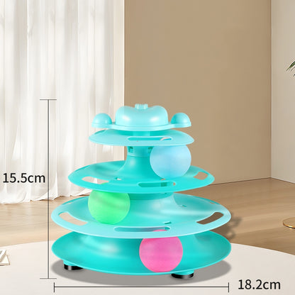 Mango รางบอลแมว ทาวเวอร์ 4 ชั้น ของเล่นแมว มีที่เสียบไม้ตกแมว Joy Tower บอลแมว ของเล่นน้องแมว ไม้ล่อแมว