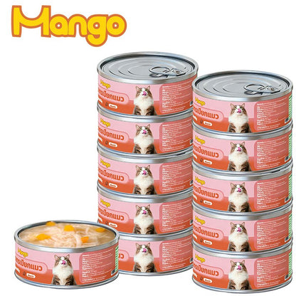 (10 กระป๋อง) Mango อาหารแมวกระป๋อง อาหารแมวเกรดพรีเมี่ยม อาหารแมวเปียกออร์แกนิกธรรมชาติบริสุทธิ์ อาหารสุนัข 90g วันที่ผลิตสด พร้อมส่ง