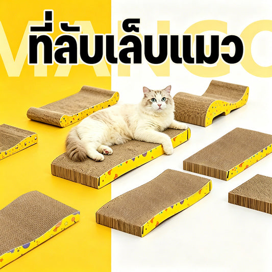 Mango ที่ลับเล็บแมวทำจากกระดาษลูกฟูกคุณภาพสูง กัญชาแมว มีชำระเงินปลายทาง COD ของใช้น้องแมว โซฟาลับเล็บแมว ที่ลับเล็บแมว