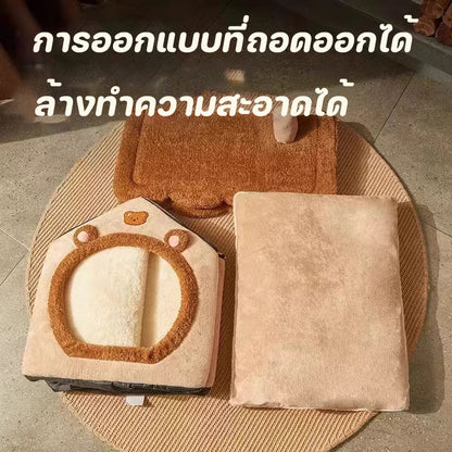 Mango เตียงแมวน่ารัก 💒บ้านแมว ที่นอนสุนัข คอนโดแมว คอกแมว บ้านหมา ที่นอนแมว เตียงหมา นุ่มสบาย ด้านล่างมีกันลื่น ไม่มีหมอน บ้านเเมว นอนสบา คอ