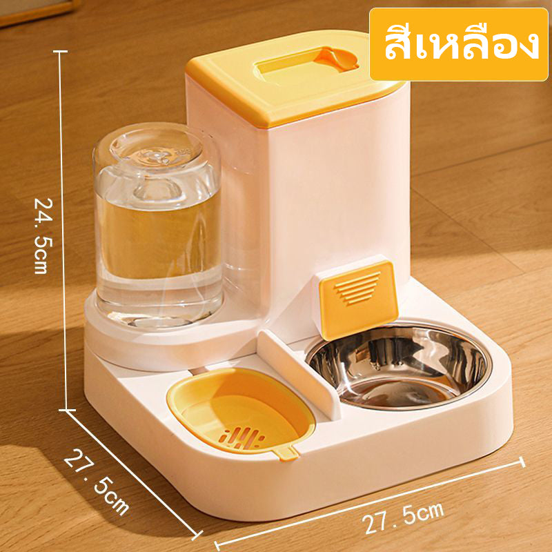 Mango  ที่ให้อาหารสัตว์เลี้ยง มีชามสแตนเลสแถมให้ สเตนเลส ที่ให้น้ำสัตว์เลี้ยง ที่ให้อาหาร-น้ำอัตโนมัติ เกรดพรีเมี่ยม 2IN1 ที่ให้น้ำ-อาหารอัตโนมัติ ความจุขนาดใหญ่
