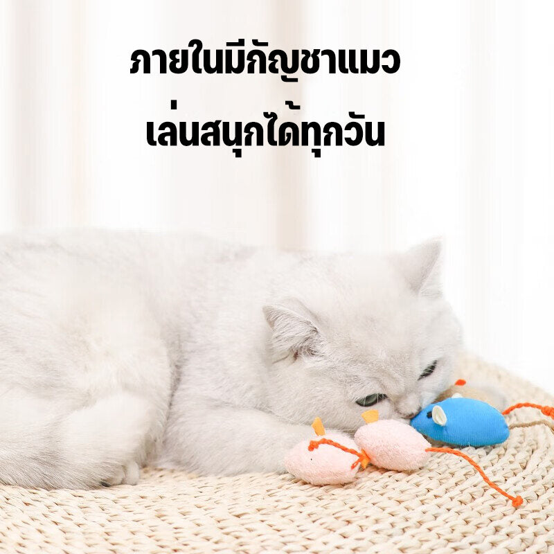 Mango หนูปลอม คลายเครียดแมว ขนไก่แมว ของเล่นแมว น้องแมวชอบ ตุ๊กตาหนู ให้วิ่งไล่จับ เหมือนเป็นการออกกำลังกายไปในตัว