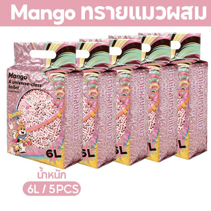 Mango ทรายแมว ทรายแมวผสม เกรด พรีเมี่ยม เบนโทไนท์+แคทแบบเต้าหู้+ดับกลิ่นแรงสุด กลิ่นเป็นตัวเลือก 6L/12L/30L