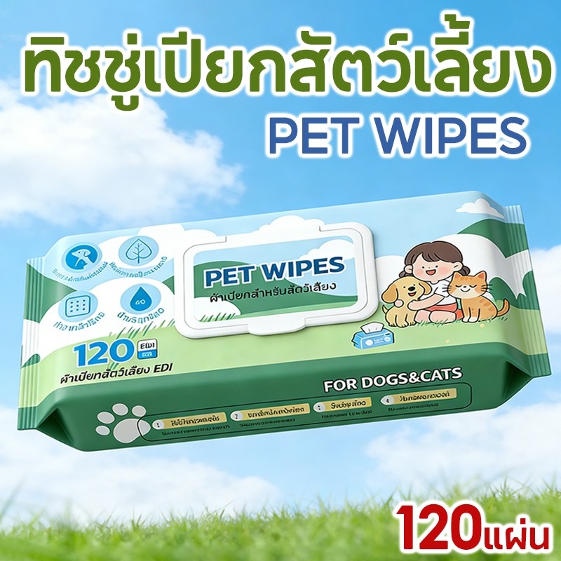 Mango 10 แพ็ค🐾ทิชชู่เปียกสัตว์เลี้ยง 120แผ่น สูตรอ่อนโยน ไม่มีแอลกอฮอล์ เช็ดตา/หู/ตัว อ่อนโยน เส้นใยธรรมชาติ 100%