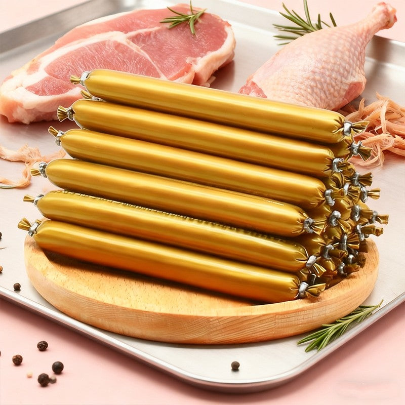 【ซื้อ 30 แถม 30】Mango ไส้กรอกแฮมสุนัขอาหารหมา 15g/ชิ้น อาหารแมว ขนมแมว ขนมสุนัขแปรรูปจากเนื้อ เป็ด ไก่ ปลา 60 ซอง