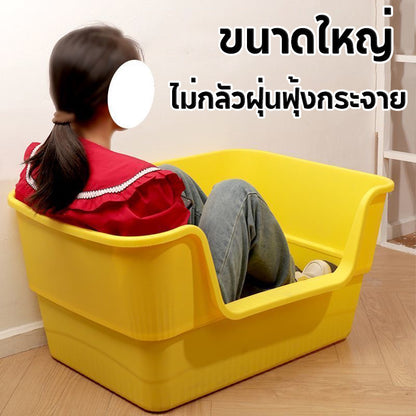 Mango ใหญ่กระบะทรายแมว ห้องน้ำแมว ขอบสูงกันกระเด็น กระบะทรายแมว พร้อมที่ตัก มีตะแกรงดักทราย รุ่นขอบสูงโปร่งส้วมแมว