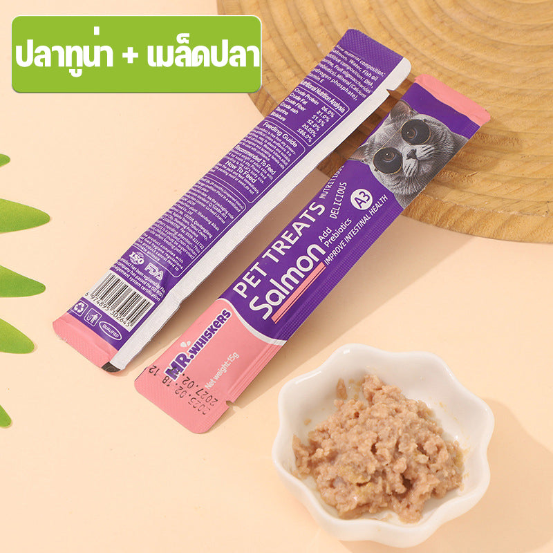 ขนมเลียแมว 10ซอง ขนมแมวเลีย cat snacks อาหารแมวเปียก อาหารเปียกแมว คละรสชาติ อร่อยมีคุณค่าทางโภชนาการ รสไก่และปลา บำรุงผม