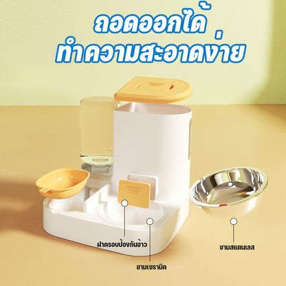 ที่ให้อาหารสัตว์เลี้ยง มีชามสแตนเลสแถมให้ สเตนเลส ที่ให้น้ำสัตว์เลี้ยง ที่ให้อาหาร-น้ำอัตโนมัติ เกรดพรีเมี่ยม 2IN1