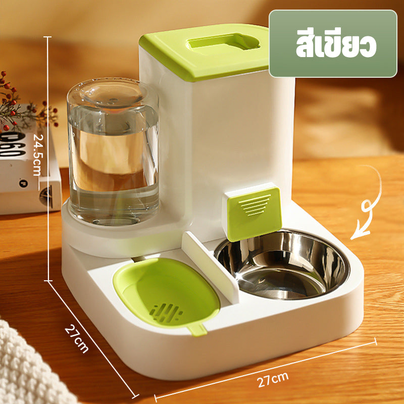 ที่ให้อาหารสัตว์เลี้ยง มีชามสแตนเลสแถมให้ สเตนเลส ที่ให้น้ำสัตว์เลี้ยง ที่ให้อาหาร-น้ำอัตโนมัติ เกรดพรีเมี่ยม 2IN1