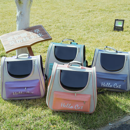 กระเป๋าเป้สะพายหลังสำหรับสัตว์เลี้ยง, กระเป๋าแมว, แบบพกพา, ขนาดใหญ่พิเศษพับเก็บได้, ระบายอากาศได้, กันสาดหน้าต่าง, กระเป๋าสัตว์เลี้ยง