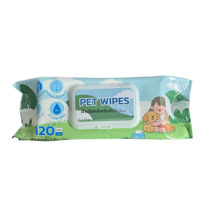 Mango ผ้าเปียกสำหรับสัตว์เลี้ยง ทิชชู่เปียก Pet Wipes 120 แผ่นใหญ่ สำหรับเช็ดสัตว์เลี้ยง ทิชชู่เปียกเช็ดทำความสะอาด ผ้าเปียก