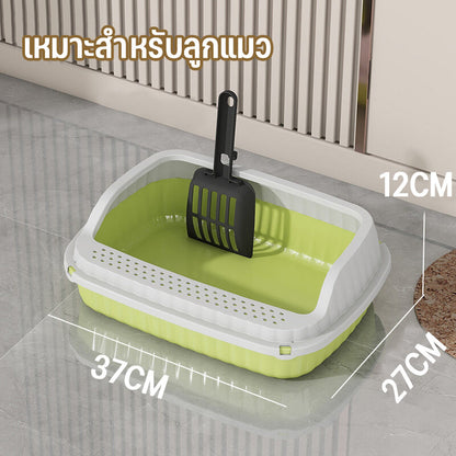 Mango กระบะทรายแมว กระบะทรายแมวขอบสูง พร้อมที่ตักทราย ห้องน้ำแมว ห้องน้ำแมว พร้อมที่ตัก มีตะแกรงดักทราย รุ่นขอบสูง ป้องกันทรายกระเด็น