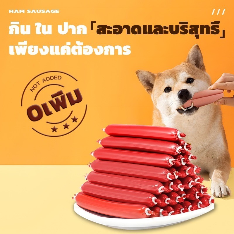 【ซื้อ 30 แถม 30】Mango ไส้กรอกแฮมสุนัขอาหารหมา 15g/ชิ้น อาหารแมว ขนมแมว ขนมสุนัขแปรรูปจากเนื้อ เป็ด ไก่ ปลา 60 ซอง