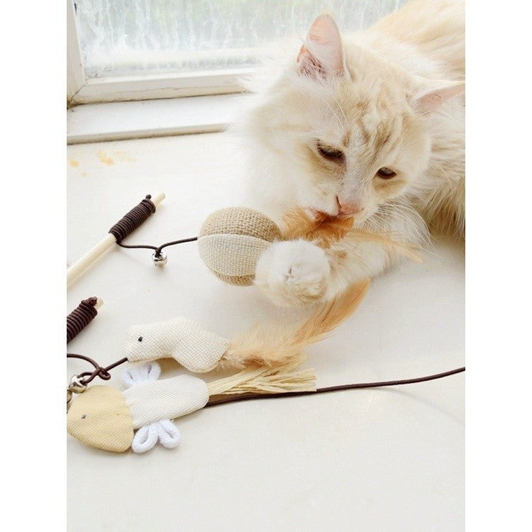 Mango ไม้แมว แบบไม้ ของเล่นไม้เสาไม้ รูปหนู สําหรับสัตว์เลี้ยง แมว ของเล่นแมว ไม้ตกแมว ไม้ล่อแมว วัสดุธรรมชาติ