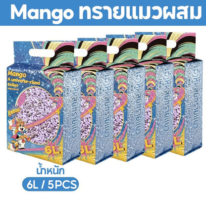 Mango ทรายแมว ทรายแมวผสม เกรด พรีเมี่ยม เบนโทไนท์+แคทแบบเต้าหู้+ดับกลิ่นแรงสุด กลิ่นเป็นตัวเลือก 6L/12L/30L