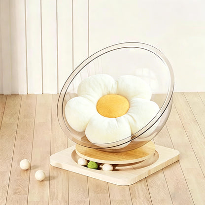 Mango บ้านแมว คอนโดแมว หมุนได้ รังแมวแคปซูลอวกาศ ที่นอนสัตว์เลี้ยง หลุมอวกาศ ของเล่นแมว จานเสียงไม้เนื้อแข็งอะคริลิค