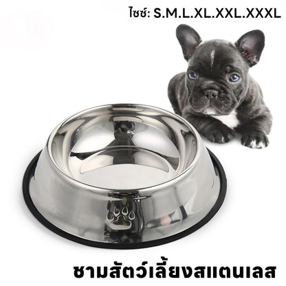 Mango ขนาดใหญ่ ชามอาหารสัตว์เลี้ยง ชามแสตนเลส ที่ให้น้ำ อาหารแมว สุนัข ชามอาหารหมา ชามอาหารแมว ป้องกันการลื่นไถล
