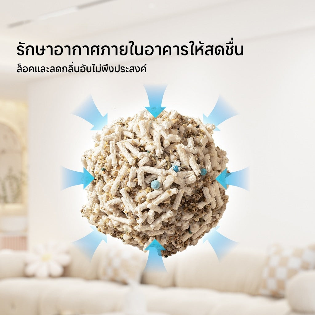 Mango ทรายแมว ทรายแมวผสม เกรด พรีเมี่ยม เบนโทไนท์+แคทแบบเต้าหู้+ดับกลิ่นแรงสุด กลิ่นเป็นตัวเลือก 6L/12L/30L