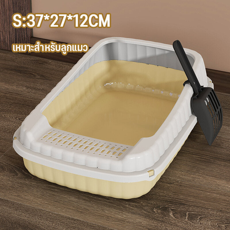 Mango กระบะทรายแมว กระบะทรายแมวขอบสูง พร้อมที่ตักทราย ห้องน้ำแมว ห้องน้ำแมว พร้อมที่ตัก มีตะแกรงดักทราย รุ่นขอบสูง ป้องกันทรายกระเด็น