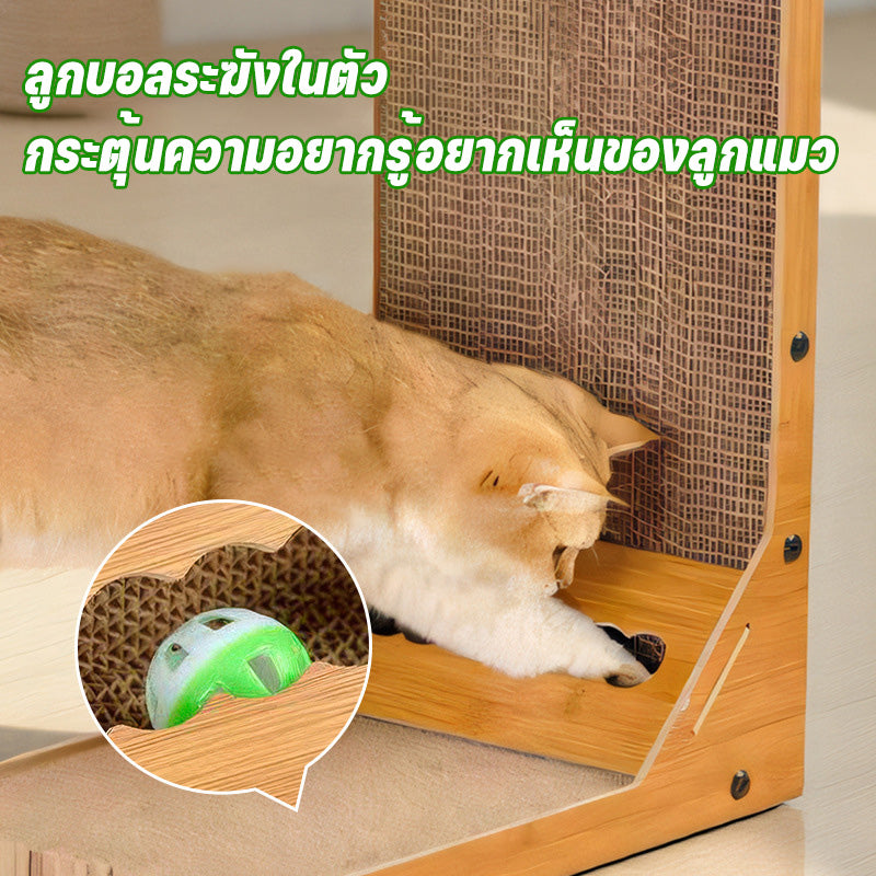 แมว Scratcher รูปตัว L, ของเล่นแมว, L รูปร่างแมว Claw Pad, Cat Claw Pad กับลูกกระดิ่ง, ของเล่นรูปตัว L ของเล่นแมว เกาเหลาเตียงแมว