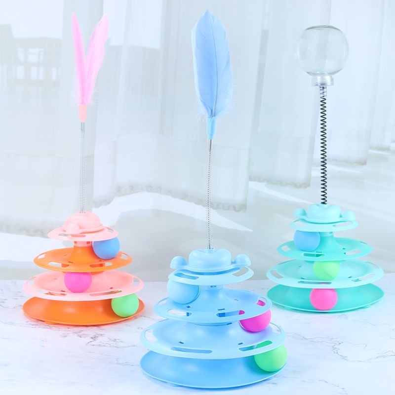 Mango รางบอลแมว ทาวเวอร์ 4 ชั้น ของเล่นแมว มีที่เสียบไม้ตกแมว Joy Tower บอลแมว ของเล่นน้องแมว ไม้ล่อแมว
