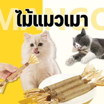 Mango ไม้แมวเมา อันใหญ่ ไม้ขัดฟันแมว ของเล่นแมว ลดคราบหินปูน กัญชาแมว ของเล่นทำความสะอาดฟันแมว หวายทำความสะอาดฟัน