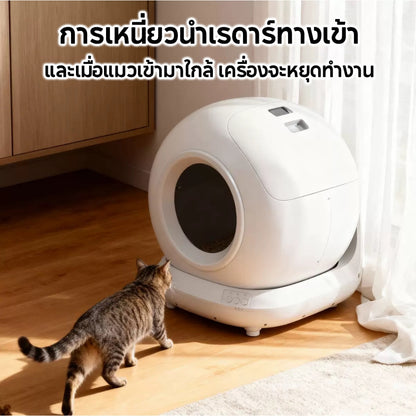 Mango ห้องน้ำแมวอัตโนมัติ 78L ขนาดใหญ่ ห้องน้ำแมวอัจฉริยะ ปลอดภัยไม่หนีบแมว การควบคุมระยะไกล APP มีภาษาไทยรองรับ