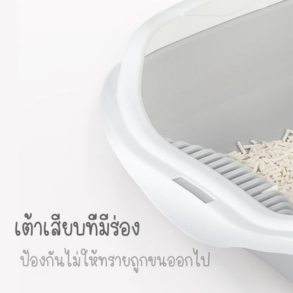 Mango กระบะทราย กระบะทรายแมว ห้องน้ำแมว รุ่นขอบสูงมีตะแกรงดักทราย พร้อมที่ตักทราย ห้องน้ำแมว กระบะแมว
