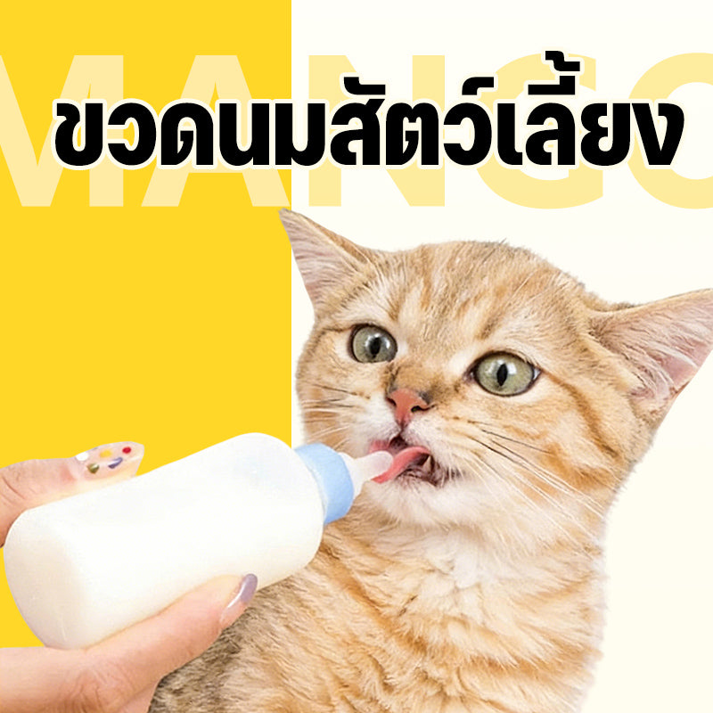 Mango [พร้อมส่ง] ขวดนมสัตว์เลี้ยง 60 มล ขวดนมสำหรับป้อนสุนัข & แมว จุกป้อนนมแมว ขวดนมสุนัข จุกนมกระรอก กันรั่วซึม กันฝุ่น COD