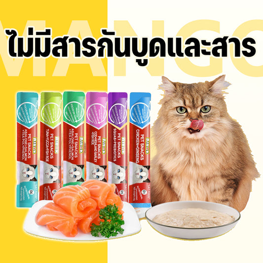 Mango 100PCS!! ขนมแมวนำเข้า ครีมแมวเลีย ขนมแมวเลีย สุดคุ้ม! ผมสว่าง สุขภาพ โภชนาการ cat snack stick 16g อาหารแมว
