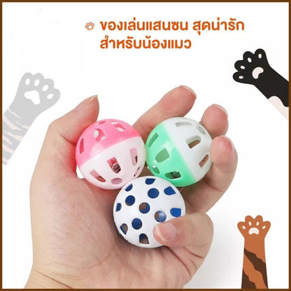 Mango ของเล่นแมว ลูกบอลของเล่นแมว กระดิ่งแมว ลูกบอลกระดิ่ง บอล มีกระดิ่ง ทนทานใช้งานง่าย คละสี ขนาด 3.5 ซม