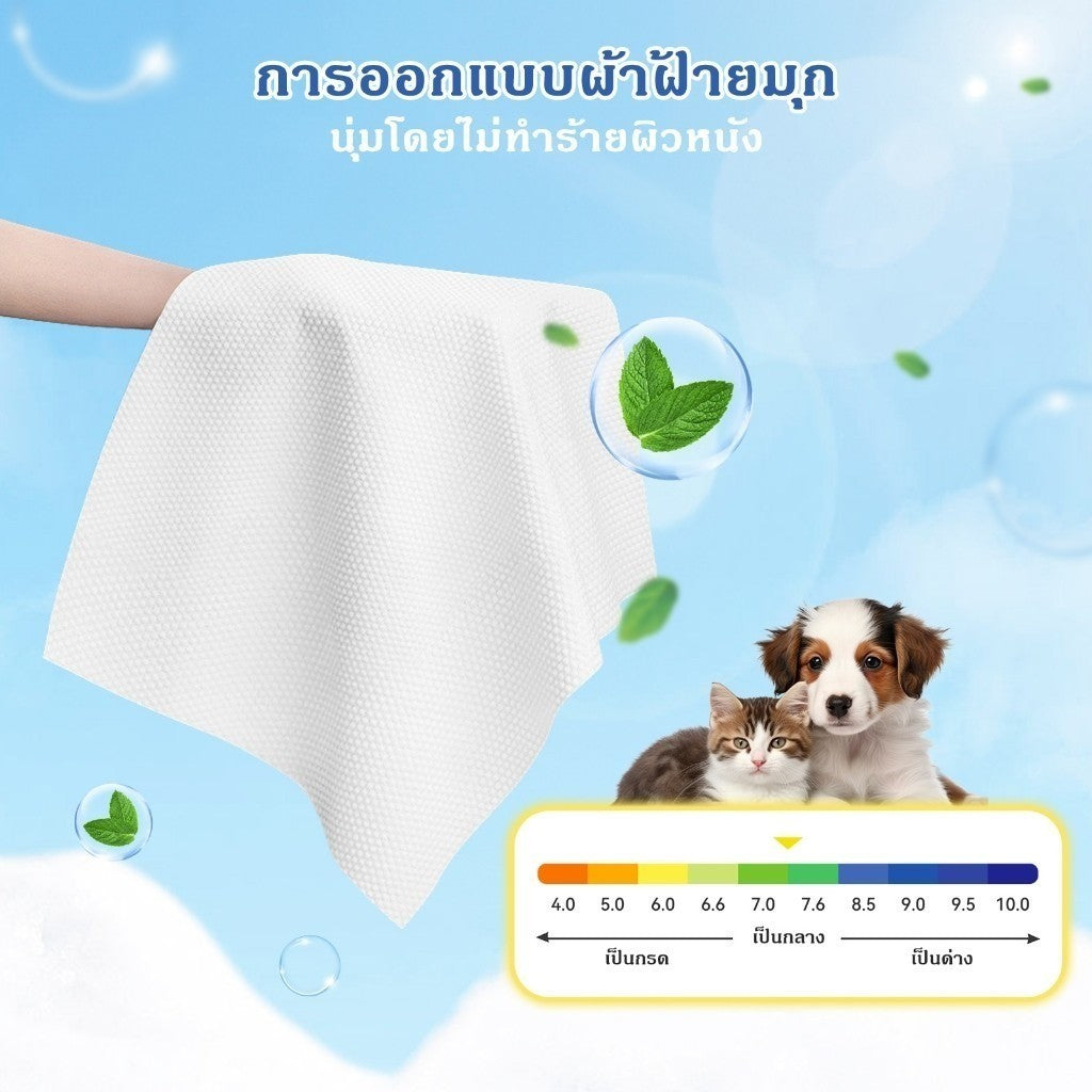 Mango 10 แพ็ค🐾ทิชชู่เปียกสัตว์เลี้ยง 120แผ่น สูตรอ่อนโยน ไม่มีแอลกอฮอล์ เช็ดตา/หู/ตัว อ่อนโยน เส้นใยธรรมชาติ 100%