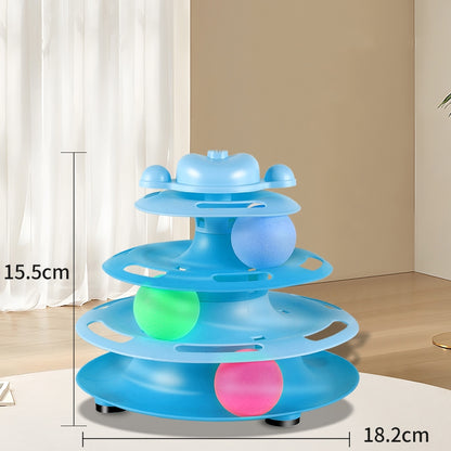 Mango รางบอลแมว ทาวเวอร์ 4 ชั้น ของเล่นแมว มีที่เสียบไม้ตกแมว Joy Tower บอลแมว ของเล่นน้องแมว ไม้ล่อแมว