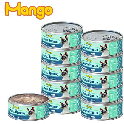 (10 กระป๋อง) Mango อาหารแมวกระป๋อง อาหารแมวเกรดพรีเมี่ยม อาหารแมวเปียกออร์แกนิกธรรมชาติบริสุทธิ์ อาหารสุนัข 90g วันที่ผลิตสด พร้อมส่ง