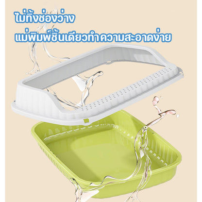 Mango ห้องน้ำแมว กระบะทรายแมว พื้นที่มากมาย รุ่นขอบสูงมีหลายสี ฟรีที่ตักทรายแมว COD