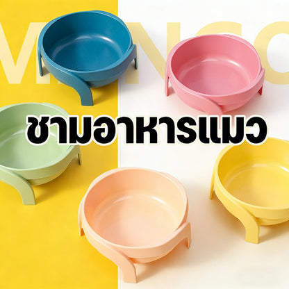 Mango ชามอาหารแมว🐱ชามอาหารทรงสูงชามวงกลมมีขา ช่วยเซฟหลัง ชามทรงสูงให้อาหารสำหรับสัตว์เลี้ยง ชามข้าวแมว ชามแมว ถาดอาหารแมว