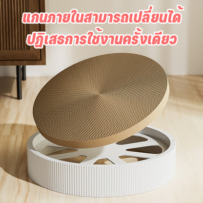 เครื่องลับคมกรงเล็บแมว, กระดาษลูกฟูก, ไม่เสียหายง่าย, สามารถนอนหลับ, สามารถเปลี่ยนกระดาษขัดเล็บ ของเล่นแมว เตียงแมว