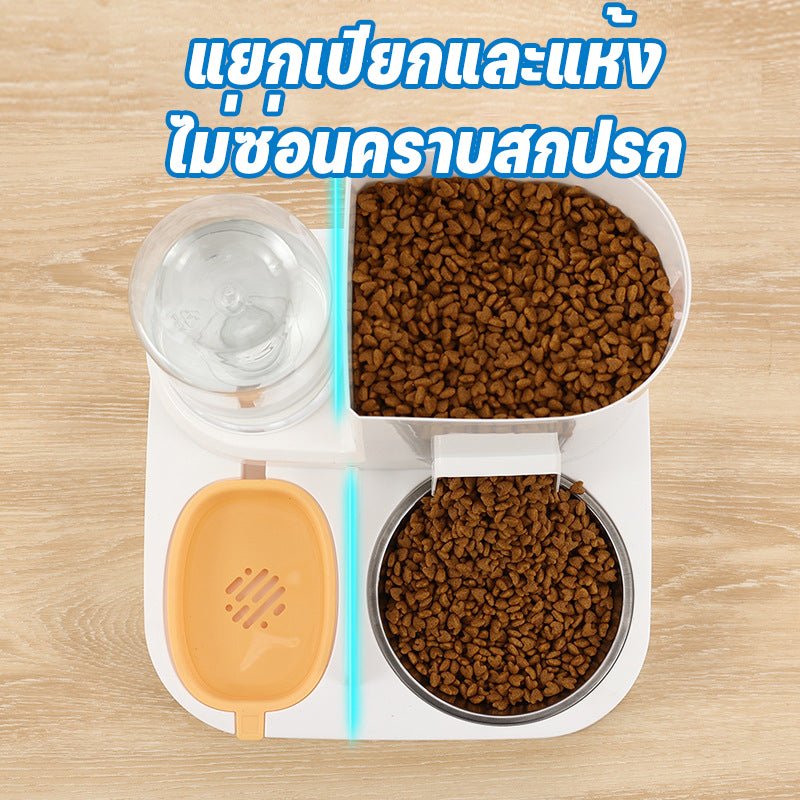 ที่ให้อาหารสัตว์เลี้ยง มีชามสแตนเลสแถมให้ สเตนเลส ที่ให้น้ำสัตว์เลี้ยง ที่ให้อาหาร-น้ำอัตโนมัติ เกรดพรีเมี่ยม 2IN1