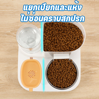 ที่ให้อาหารสัตว์เลี้ยง มีชามสแตนเลสแถมให้ สเตนเลส ที่ให้น้ำสัตว์เลี้ยง ที่ให้อาหาร-น้ำอัตโนมัติ เกรดพรีเมี่ยม 2IN1