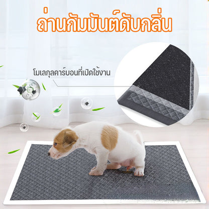 Pet Pad แผ่นรองฉี่สัตว์เลี้ยง แผ่นซับฉี่ แผ่นรองฉี่สุนัข แมว แผ่นรองฝึกขับถ่าย ซึมซับ ระงับกลิ่นได้ดี แผ่นปัสสาวะถ่านดูดซับกลิ่น 5 ชั้น