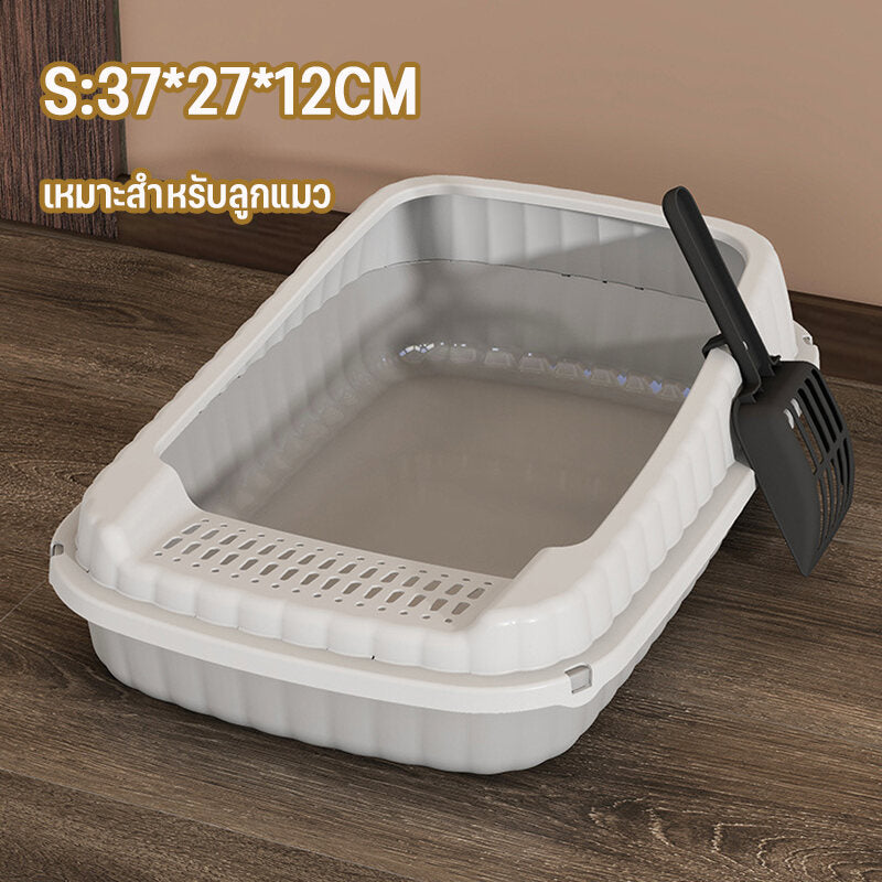 Mango กระบะทรายแมว กระบะทรายแมวขอบสูง พร้อมที่ตักทราย ห้องน้ำแมว ห้องน้ำแมว พร้อมที่ตัก มีตะแกรงดักทราย รุ่นขอบสูง ป้องกันทรายกระเด็น
