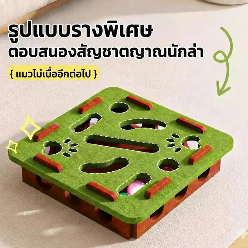Mango ของเล่นแมว ของเล่นแมวแบบโต้ตอบ สัตว์เลี้ยงปริศนาเขาวงกต กล่องผ้าสักหลาด+ลูกบอลแคทนิป เล่นได้สนุกไม่มีเบื่อ ทนทาน แข็งแรง แถมฟรีลูกบอลกระดิ่งสำหรับแมว 2 ลูก