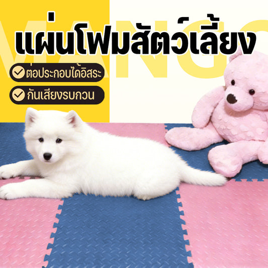 【พร้อมส่ง】แผ่นโฟมปูพื้นให้สุนัข แผ่นรองสัตว์เลี้ยงกันกระแทก แผ่นกันลื่นสุนัข ความหนา2ซม มีขอบปิดให้ 2 แผ่น EVA 30×30 60×60