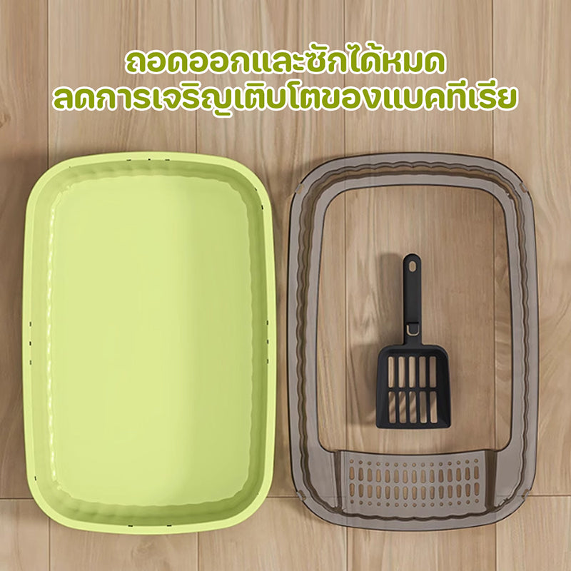 Mango ห้องน้ำแมว กระบะทรายแมวห้องน้ำแมวใหญ่ ฟรีที่ตักทรายแมว ป้องกันทรายกระเด็น ขอบสูง มีจำหน่ายในรูปทรงและขนาดที่หลากหลายเพื่อ