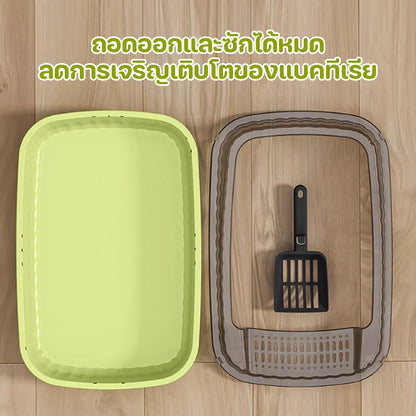 Mango ห้องน้ำแมว กระบะทรายแมวห้องน้ำแมวใหญ่ ฟรีที่ตักทรายแมว ป้องกันทรายกระเด็น ขอบสูง มีจำหน่ายในรูปทรงและขนาดที่หลากหลายเพื่อ