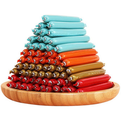 Mango ซื้อ100แถม100 ไส้กรอกแฮมสัตว์เลี้ยง ไส้กรอกแฮมสุนัขอาหารหมา อาหารแมว ขนมหมา ขนมสุนัข ขนมแมว เป็ด ไก่ ปลา ไส้กรอกสุนัขแมวไส้กรอกสั（200แท่ง/ถุง）