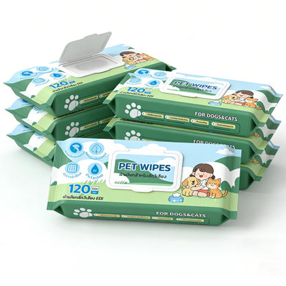 Mango 10 แพ็ค🐾ทิชชู่เปียกสัตว์เลี้ยง 120แผ่น สูตรอ่อนโยน ไม่มีแอลกอฮอล์ เช็ดตา/หู/ตัว อ่อนโยน เส้นใยธรรมชาติ 100%